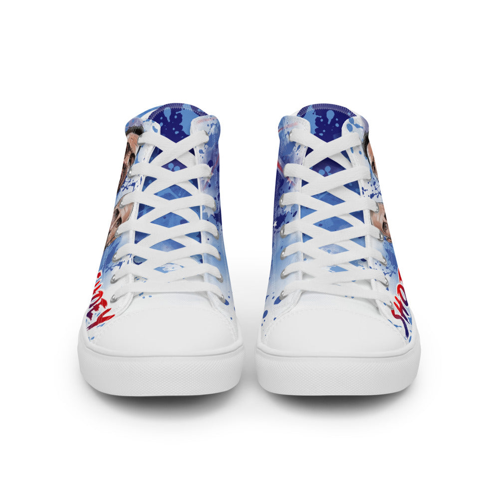 Do a SHOEY, celebrate the AUSSIE way! - Men's High Top Canvas Shoes (State Blue) Shoes