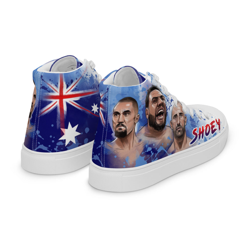 Do a SHOEY, celebrate the AUSSIE way! - Men's High Top Canvas Shoes (State Blue) Shoes