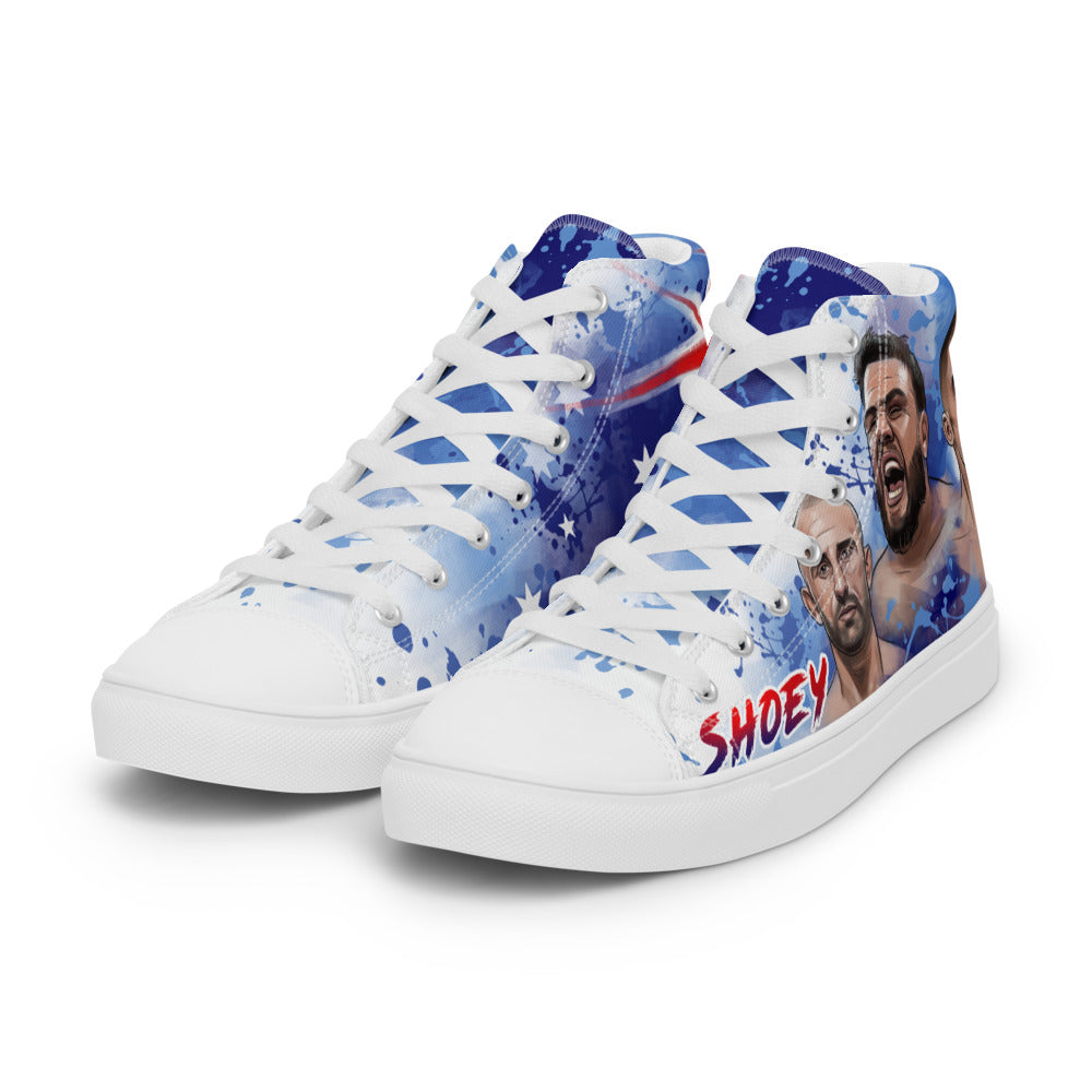 Do a SHOEY, celebrate the AUSSIE way! - Men's High Top Canvas Shoes (State Blue) Shoes