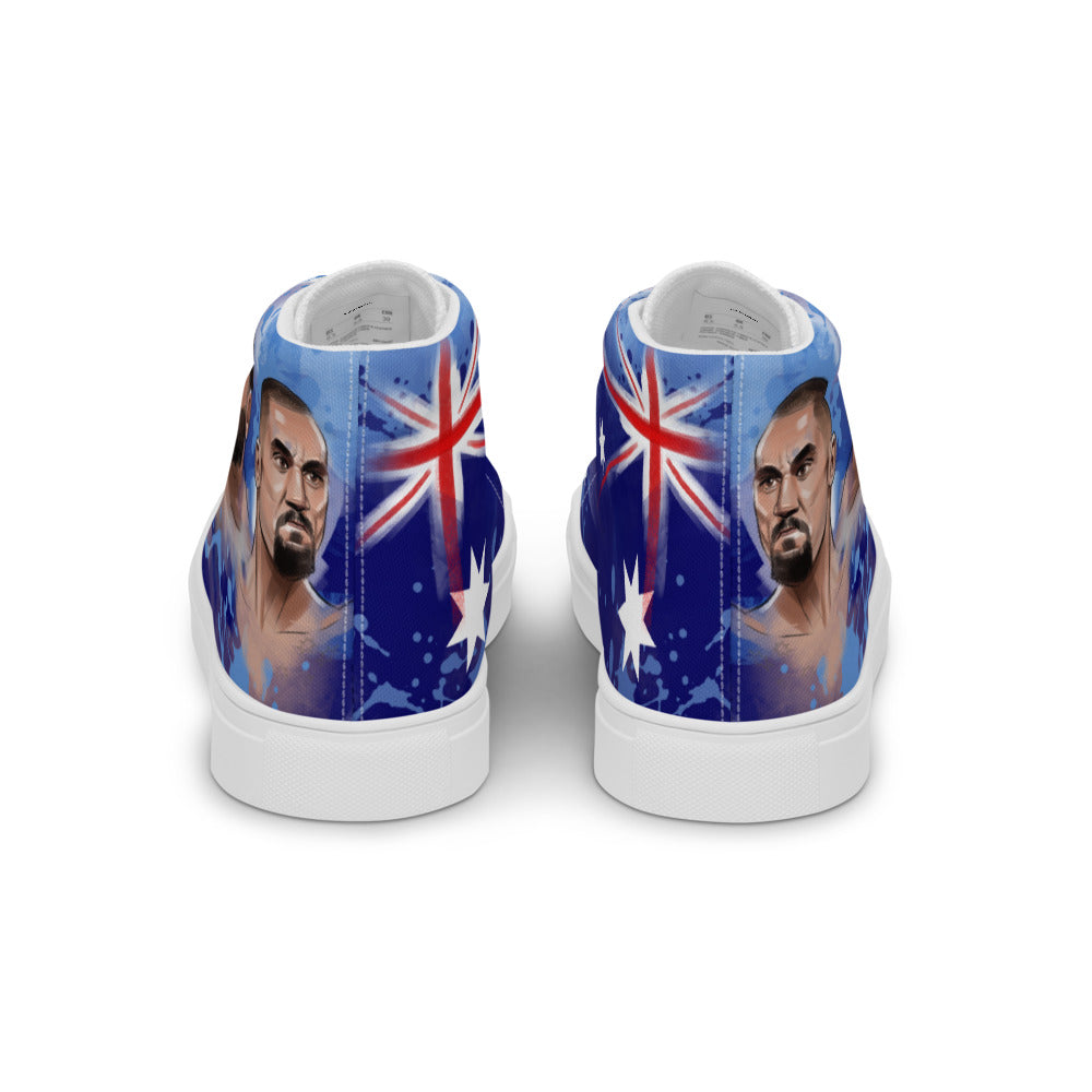 Do a SHOEY, celebrate the AUSSIE way! - Men's High Top Canvas Shoes (State Blue) Shoes