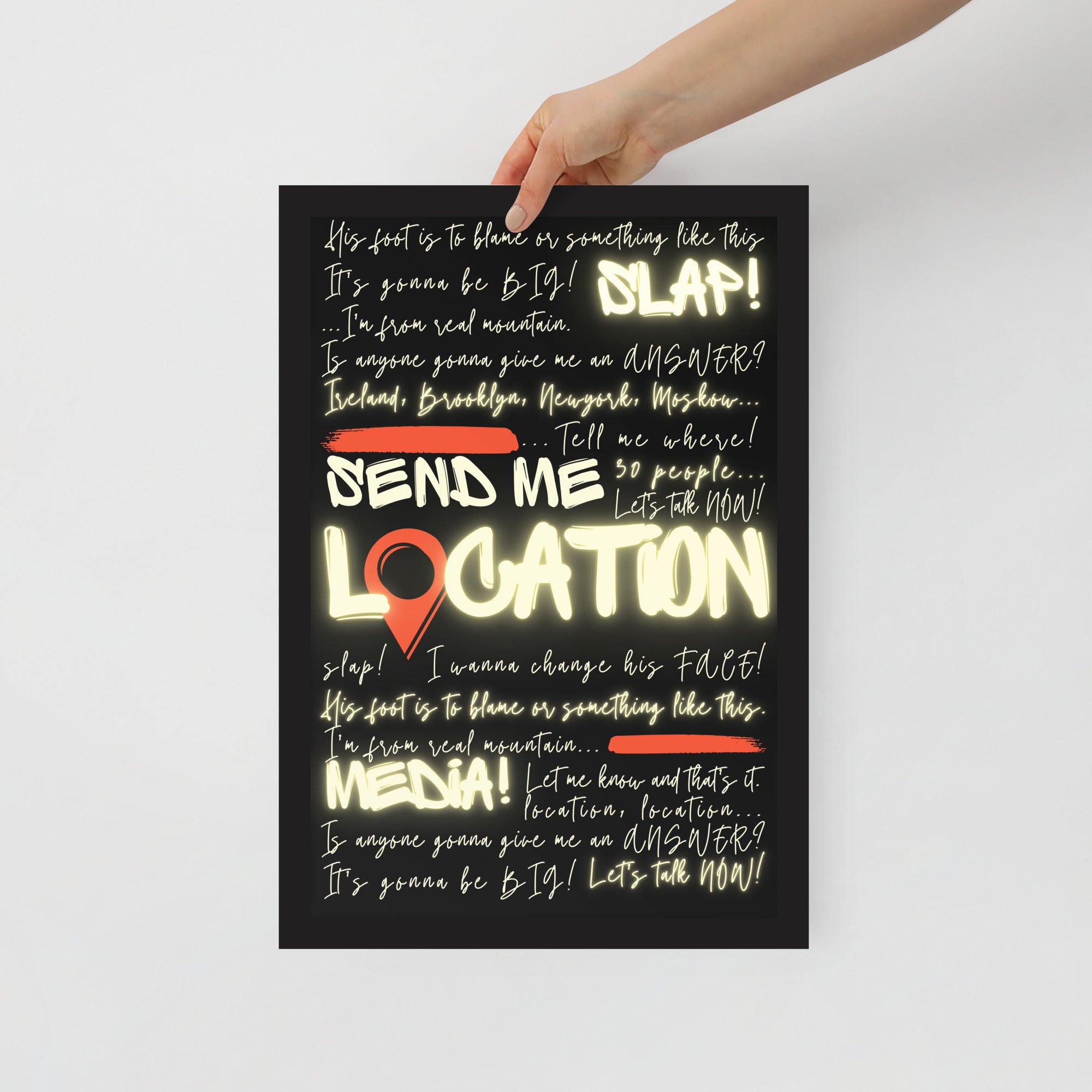 Khabib Diss: "Send Me Location" - Premium Matte Poster (Neon) Posters