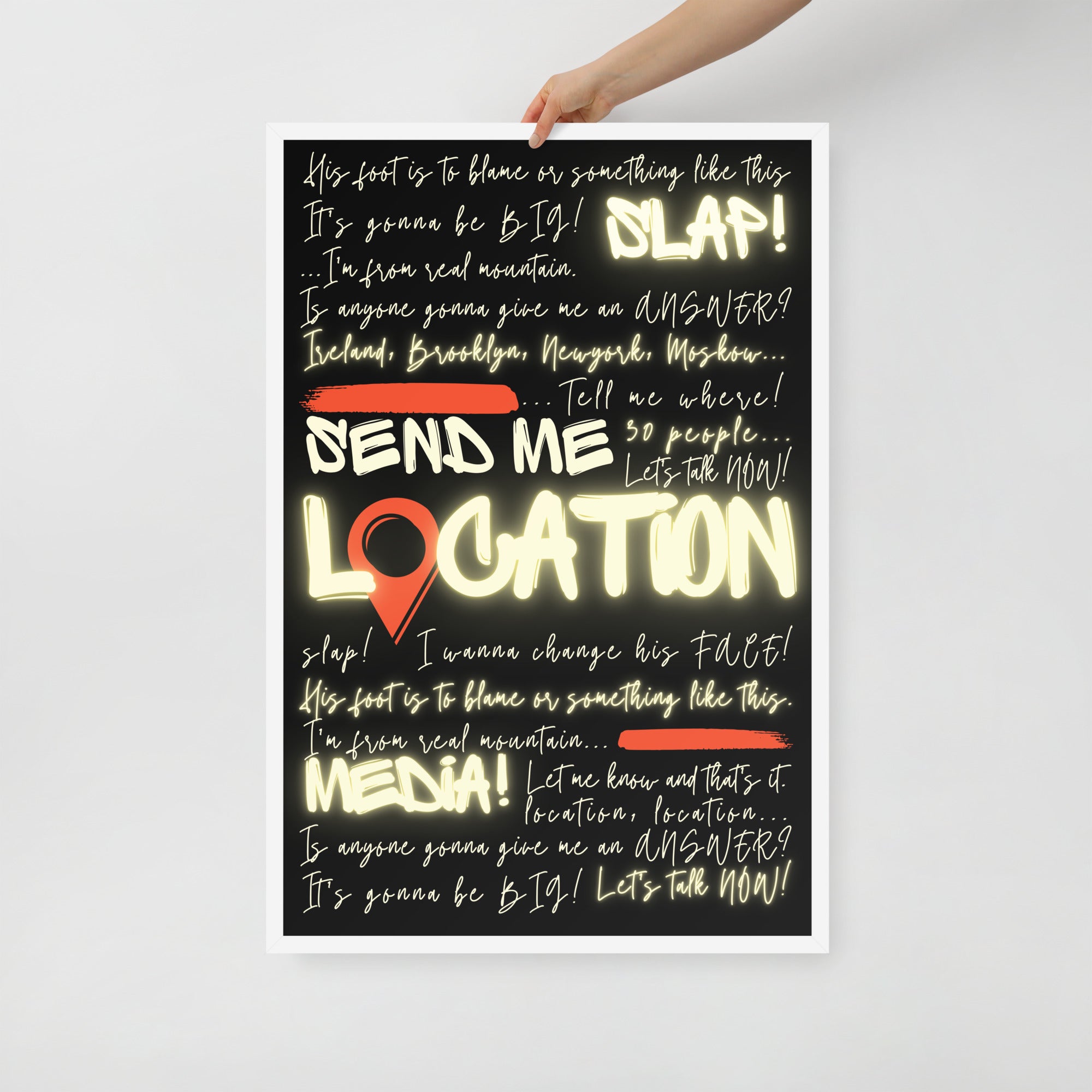 Khabib Diss: "Send Me Location" - Premium Matte Poster (Neon) Posters