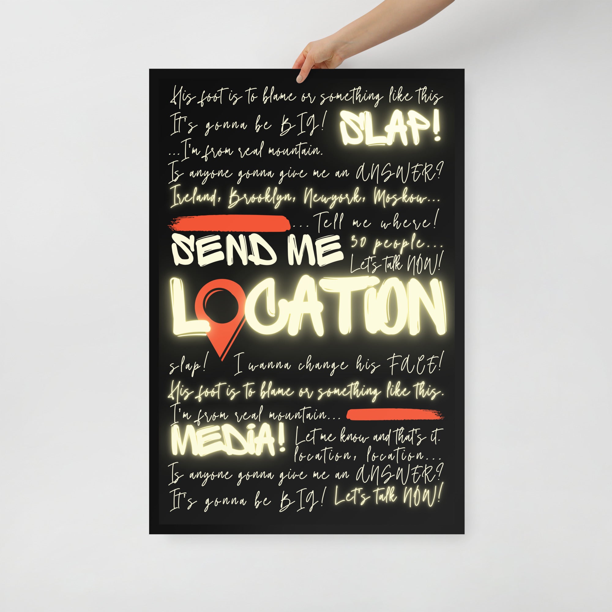 Khabib Diss: "Send Me Location" - Premium Matte Poster (Neon) Posters