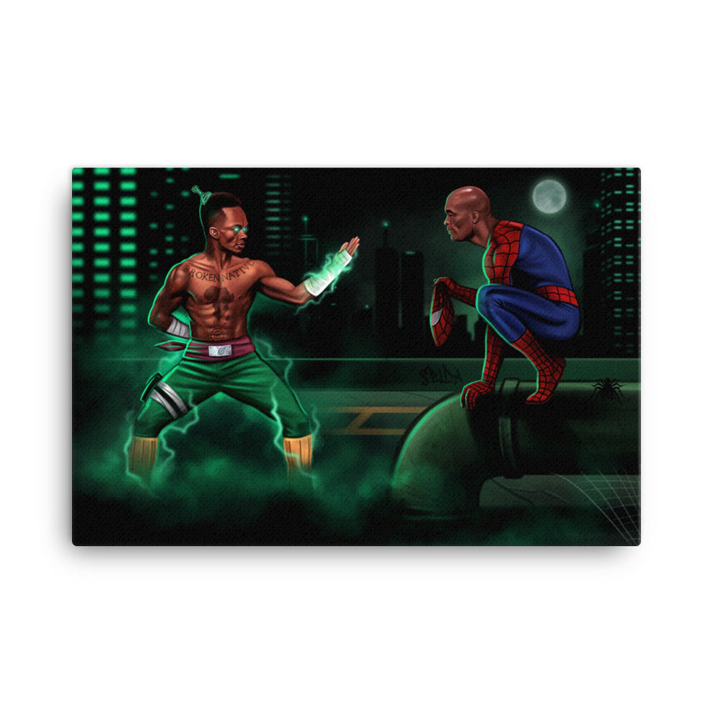 "That Iconic Moment" - Israel Adesanya vs Anderson Silva Print on Canvas Canvas Print