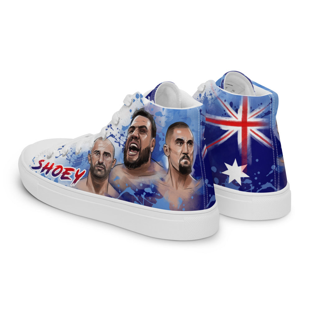 Do a SHOEY, celebrate the AUSSIE way! - Men's High Top Canvas Shoes (State Blue) Shoes